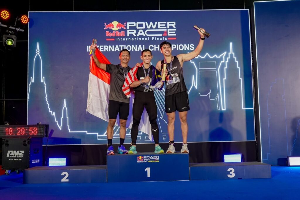 Saddam Pittli tops the men’s podium, flanked by Indonesia’s Damar Prasetyo and Ghian Herdiyana
